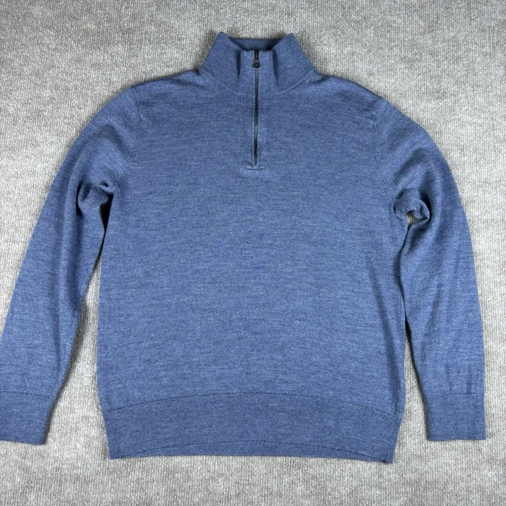 Banana Republic 100% Merino Wool 1/4 Zip Sweater Blue Men's Small S Pullover